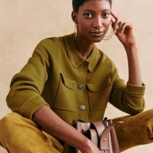 Sezane Betty Cardigan Olive Green